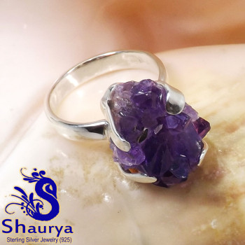 Amethyst Druzy A - AMS997-Natural Amethyst Druzy Prong Setting Ring Manufactured 92 Amethyst Druzy A - AMS997-Natural Amethyst Druzy Prong Setting Ring Manufactured 92