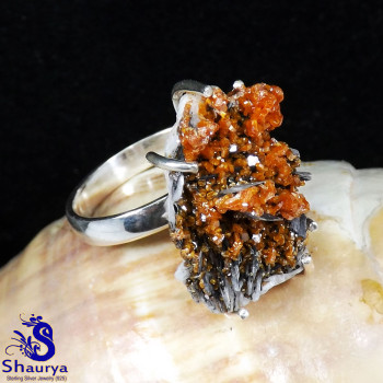 Vanadinite Druzy G - SVD997-New Vanadinite Druzy Gemstone Prong Setting Rings of  925