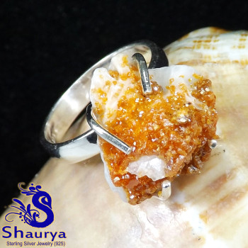 Vanadinite Druzy H - SVD997-New Vanadinite Druzy Gemstone Prong Setting Rings of  925