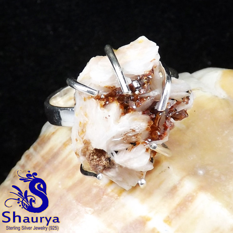 Vanadinite Druzy I - SVD997-New Vanadinite Druzy Gemstone Prong Setting Rings of 925 Vanadinite Druzy I - SVD997-New Vanadinite Druzy Gemstone Prong Setting Rings of 925