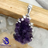 Amethyst Druzy G - AMS995-Prong Setting Pendants of Geniune Amethyst Druzy Gemstone