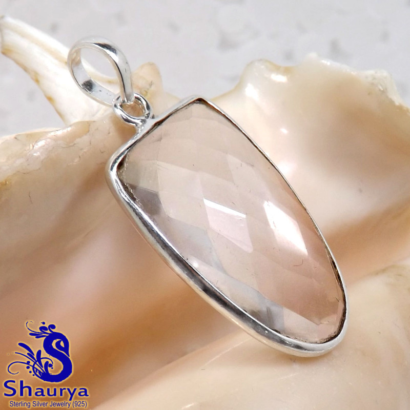 Crystal Quartz Cut A - BPS972-925 Sterling Silver Crystal Quartz Cut Gemstone Lightweig Crystal Quartz Cut A - BPS972-925 Sterling Silver Crystal Quartz Cut Gemstone Lightweig