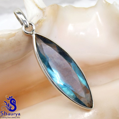 Green Apatite Cut O - BPS971-Factory Made Green Apatite Cut Gemstone Bejal Pendant Wit