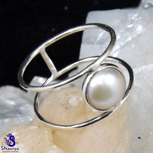 Pearl A - RSS938-Wonderful Rings of Multi Gemstones with 925 Sterling Silv
