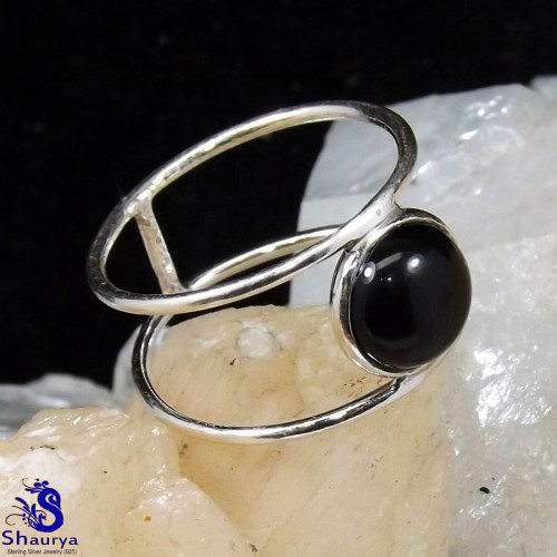 Black Onyx Cab B - RSS938-Wonderful Rings of Multi Gemstones with 925 Sterling Silv Black Onyx Cab B - RSS938-Wonderful Rings of Multi Gemstones with 925 Sterling Silv