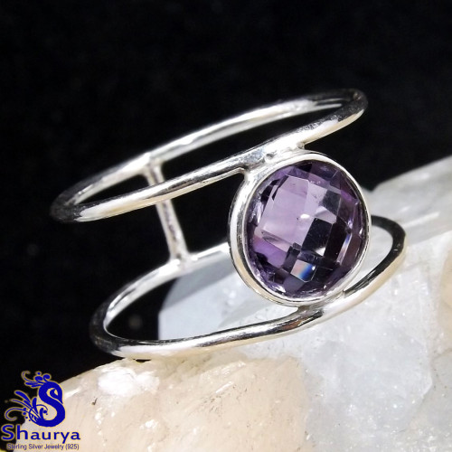 Amethyst Cut C - RSS938-Wonderful Rings of Multi Gemstones with 925 Sterling Silv Amethyst Cut C - RSS938-Wonderful Rings of Multi Gemstones with 925 Sterling Silv