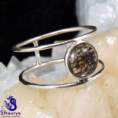Black Rutile D - RSS938-Wonderful Rings of Multi Gemstones with 925 Sterling Silv Black Rutile D - RSS938-Wonderful Rings of Multi Gemstones with 925 Sterling Silv