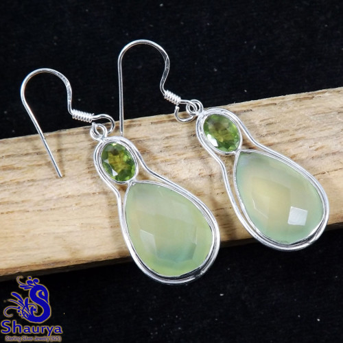Prynite D - BZE847-925 STERLING SILVER HANDMADE MULTI GEMSTONES EARRINGS