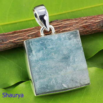 AQUAMARINE ROUGH A - AQR994- NEW COLLECTION NATURAL AQUAMARINE ROUGH STONE PENDANT WI