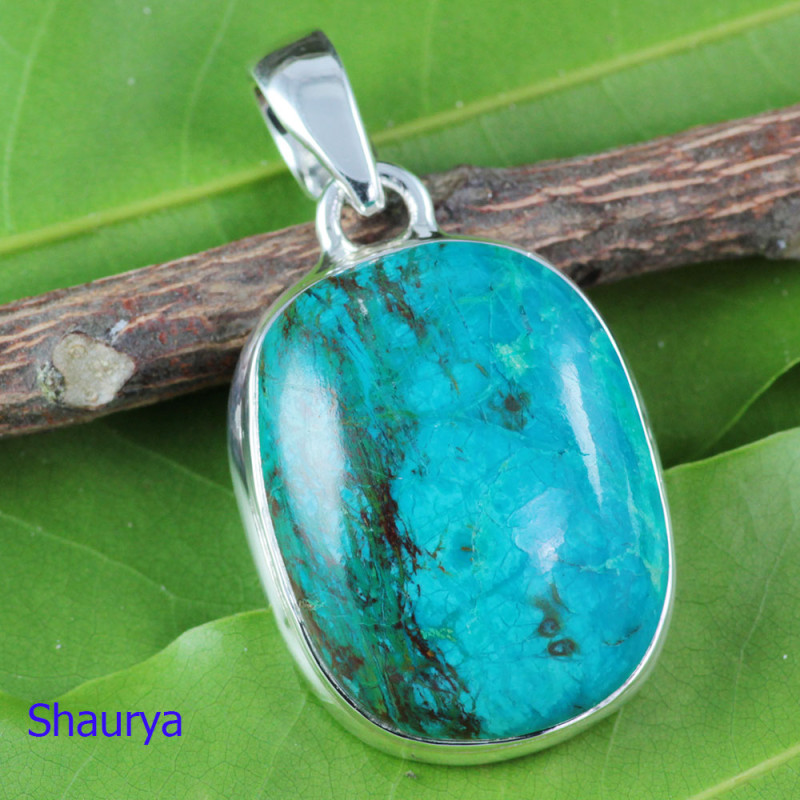 CRYSOCOLA CAB O - CYP993-CRYSOCOLA CAB GEMSTONE BEAUTIFUL PENDANTS WITH 925 STERLI CRYSOCOLA CAB O - CYP993-CRYSOCOLA CAB GEMSTONE BEAUTIFUL PENDANTS WITH 925 STERLI