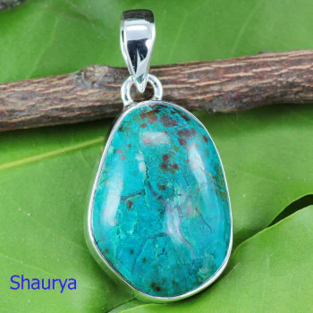CRYSOCOLA CAB B - CYP992-925 STERLING SILVER BEAUTIFUL CRYSOCOLA CAB GEMSTONE PEND CRYSOCOLA CAB B - CYP992-925 STERLING SILVER BEAUTIFUL CRYSOCOLA CAB GEMSTONE PEND