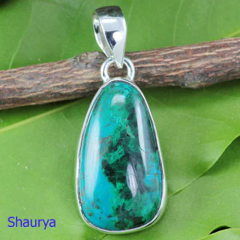 CRYSOCOLA CAB D - CYP992-925 STERLING SILVER BEAUTIFUL CRYSOCOLA CAB GEMSTONE PEND CRYSOCOLA CAB D - CYP992-925 STERLING SILVER BEAUTIFUL CRYSOCOLA CAB GEMSTONE PEND