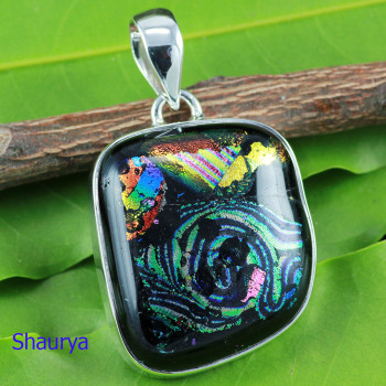 DICHROIC GLASS B - DGL990- EXCLUSIVE HANDMADE DICHROIC GLASS GEMSTONE PENDANTS WITH DICHROIC GLASS B - DGL990- EXCLUSIVE HANDMADE DICHROIC GLASS GEMSTONE PENDANTS WITH
