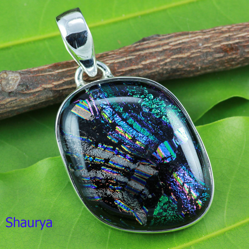 DICHROIC GLASS F - DGL990- EXCLUSIVE HANDMADE DICHROIC GLASS GEMSTONE PENDANTS WITH DICHROIC GLASS F - DGL990- EXCLUSIVE HANDMADE DICHROIC GLASS GEMSTONE PENDANTS WITH