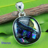 DICHROIC GLASS G - DGL989- 925 STERLING SILVER BEAUTIFUL DICHROIC GLASS GEMSTONE PE
