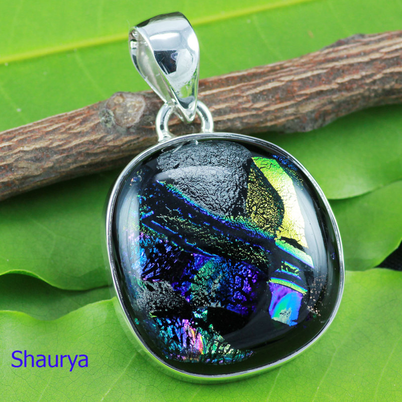 DICHROIC GLASS G - DGL989- 925 STERLING SILVER BEAUTIFUL DICHROIC GLASS GEMSTONE PE DICHROIC GLASS G - DGL989- 925 STERLING SILVER BEAUTIFUL DICHROIC GLASS GEMSTONE PE