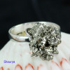 Pyrite Druzy D - DSP997-PRONG SET PYRITE DRUZY GEMSTONE WOMEN RINGS WITH 925 STER