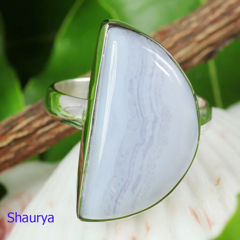 BLUE LACE AGATE B - BLC989- EXCLUSIVE HANDMADE BLUE LACE AGATE FANCY RINGS WITH 925 BLUE LACE AGATE B - BLC989- EXCLUSIVE HANDMADE BLUE LACE AGATE FANCY RINGS WITH 925