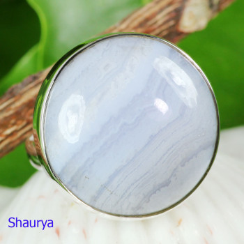 BLUE LACE AGATE F - BLC989- EXCLUSIVE HANDMADE BLUE LACE AGATE FANCY RINGS WITH 925