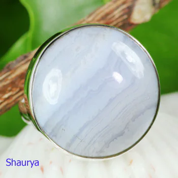 BLUE LACE AGATE F - BLC989- EXCLUSIVE HANDMADE BLUE LACE AGATE FANCY RINGS WITH 925