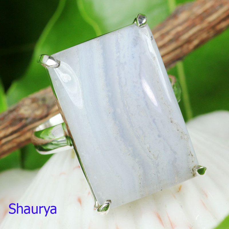BLUE LACE AGATE O - BLC989- EXCLUSIVE HANDMADE BLUE LACE AGATE FANCY RINGS WITH 925 BLUE LACE AGATE O - BLC989- EXCLUSIVE HANDMADE BLUE LACE AGATE FANCY RINGS WITH 925