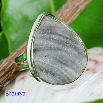 DESERT DRUZY A - DDZ993- BEAUTIFUL DESERT DRUZY GEMSTONE HANDMADE RINGS WITH 925