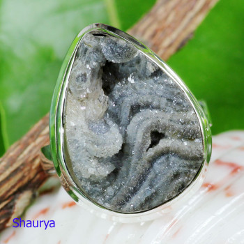 DESERT DRUZY B - DDZ993- BEAUTIFUL DESERT DRUZY GEMSTONE HANDMADE RINGS WITH 925
