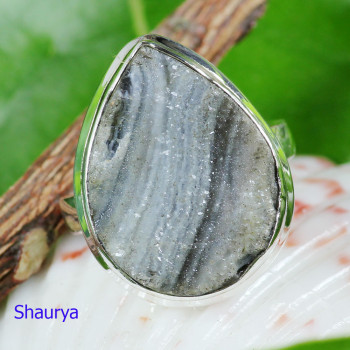 DESERT DRUZY D - DDZ993- BEAUTIFUL DESERT DRUZY GEMSTONE HANDMADE RINGS WITH 925