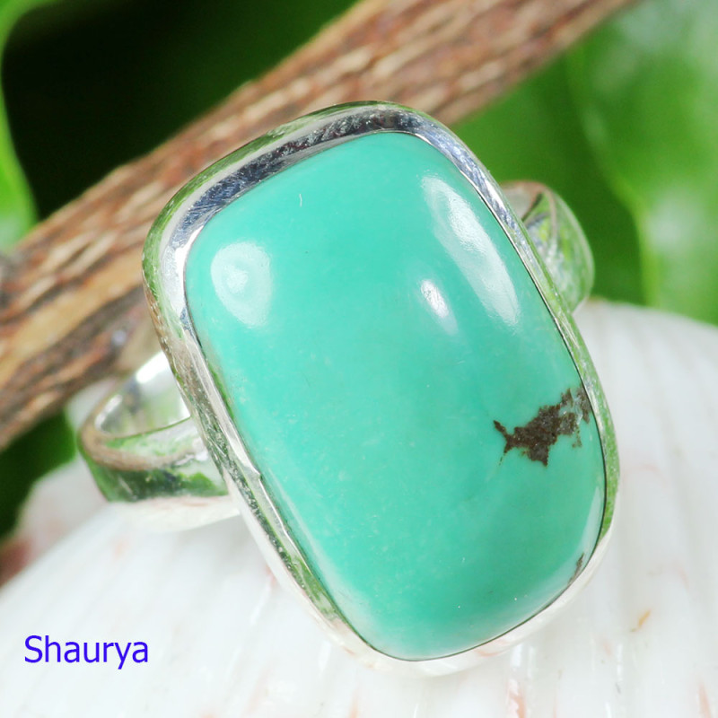 TIBET TURQUOISE E - TBT992- TIBET TURQUOISE GEMSTONE HANDMADE RINGS WITH 925 STERLIN