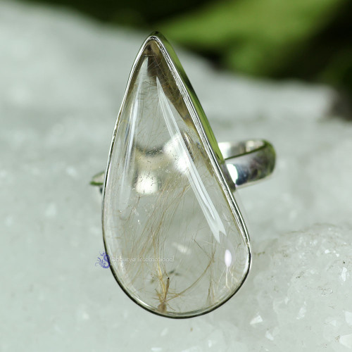 GOLDEN RUTILE D - GRT984- FANCY SHAPE GOLDEN RUTILE GEMSTONE RINGS MADE IN 925 STE