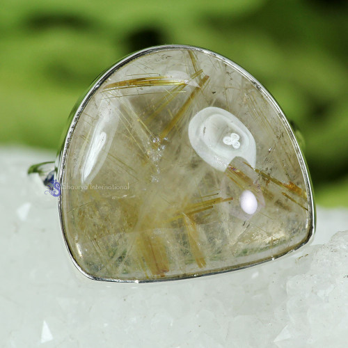 GOLDEN RUTILE H - GRT984- FANCY SHAPE GOLDEN RUTILE GEMSTONE RINGS MADE IN 925 STE