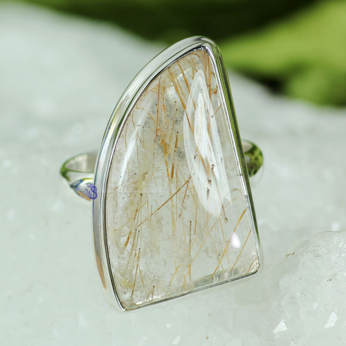 GOLDEN RUTILE D - GRT983-GOLDEN RUTILE GEMSTONE NEW DESIGNER RINGS WITH 925 STERLI
