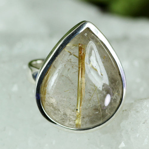 GOLDEN RUTILE F - GRT983-GOLDEN RUTILE GEMSTONE NEW DESIGNER RINGS WITH 925 STERLI