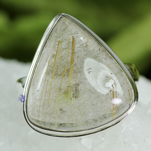 GOLDEN RUTILE D - GRT982- EXCLUSIVE DESIGNS GOLDEN RUTILE GEMSTONE RINGS WITH 925