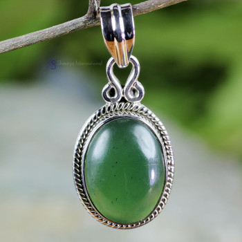 GREEN AVENTURINE O - GAV999- NATURAL GREEN AVENTURINE GEMSTONE LIGHT WEIGHT PENDANTS