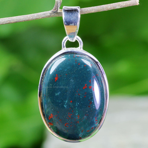 BLOOD AGATE I - BLD994- NATURAL BLOOD AGATE GEMSTONE PENDANTS WITH 925 STERLING