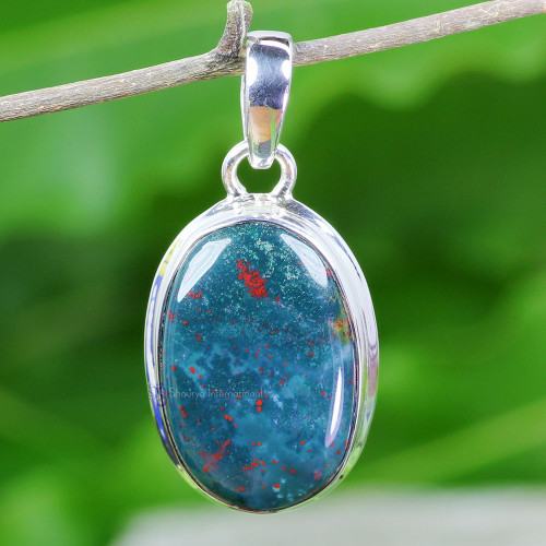 BLOOD AGATE B - BLD992- BLOOD AGATE GEMSTONE HANDMADE PENDANTS MADE IN 925 STERL