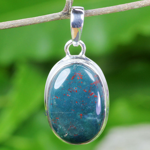 BLOOD AGATE D - BLD992- BLOOD AGATE GEMSTONE HANDMADE PENDANTS MADE IN 925 STERL