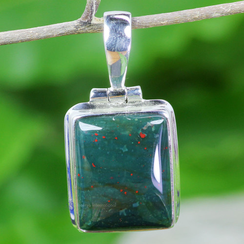BLOOD AGATE G - BLD992- BLOOD AGATE GEMSTONE HANDMADE PENDANTS MADE IN 925 STERL
