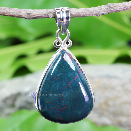 BLOOD AGATE J - BLD992- BLOOD AGATE GEMSTONE HANDMADE PENDANTS MADE IN 925 STERL