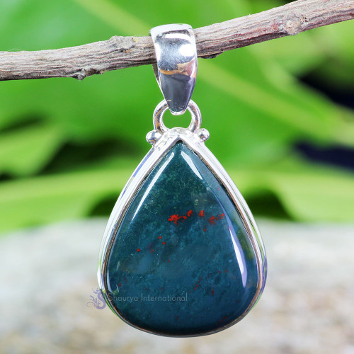BLOOD AGATE K - BLD992- BLOOD AGATE GEMSTONE HANDMADE PENDANTS MADE IN 925 STERL