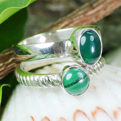 Green Onyx, Malachite B - SDR725- FANTASTIC DESIGNER MULTI GEMSTONE RINGS MADE IN 925 STER