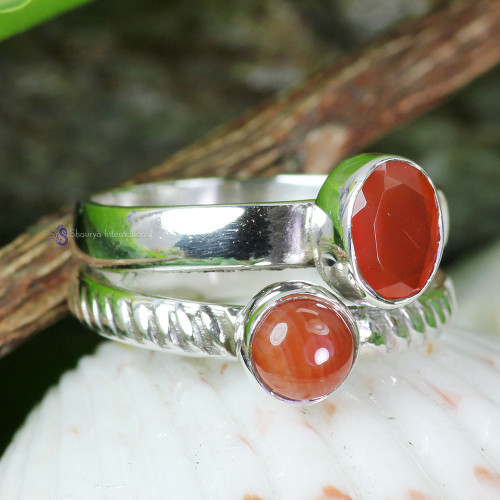 Carnelian F - SDR725- FANTASTIC DESIGNER MULTI GEMSTONE RINGS MADE IN 925 STER