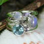 Blue Topaz, Labradorite, Rainbow G - SDR725- FANTASTIC DESIGNER MULTI GEMSTONE RINGS MADE IN 925 STER