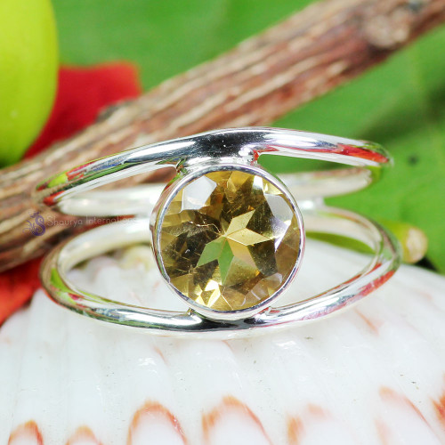 Citrine Cut A - RSS937- LOVELY DESIGNER SINGLE GEMSTONE RINGS MADE IN 925 STERLI