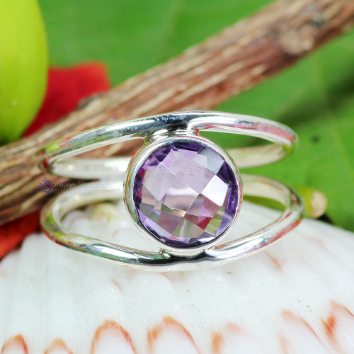 Amethyst Cut D - RSS937- LOVELY DESIGNER SINGLE GEMSTONE RINGS MADE IN 925 STERLI Amethyst Cut D - RSS937- LOVELY DESIGNER SINGLE GEMSTONE RINGS MADE IN 925 STERLI
