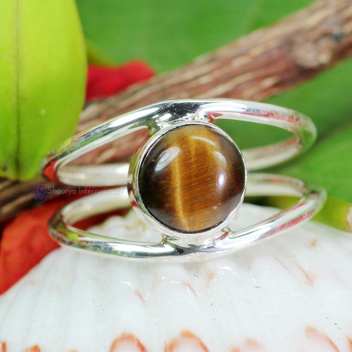 Tiger Eye E - RSS937- LOVELY DESIGNER SINGLE GEMSTONE RINGS MADE IN 925 STERLI