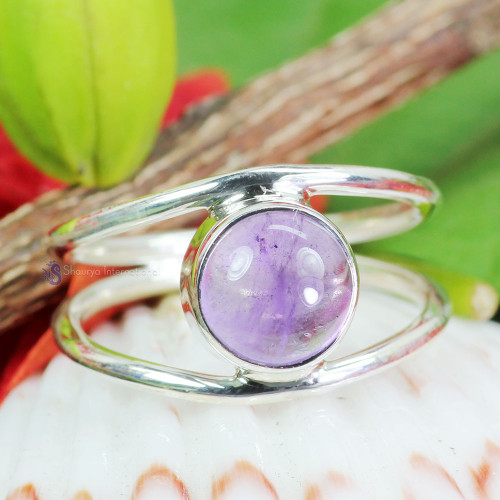 Amethyst Cab B - RSS936- LIGHT WEIGHT NEW COLLECTION OF SINGLE GEMSTONE RINGS WIT Amethyst Cab B - RSS936- LIGHT WEIGHT NEW COLLECTION OF SINGLE GEMSTONE RINGS WIT