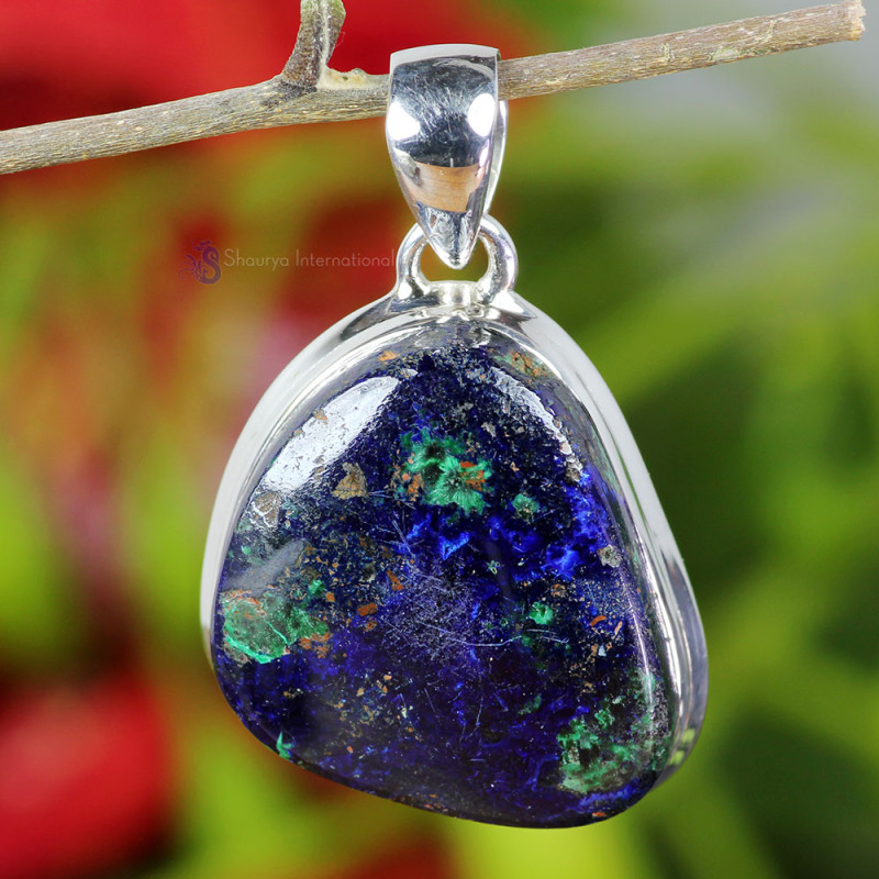 AZURITE B - ASD990- 925 STERLING SILVER AZURITE GEMSTONE PENDANTS OF INDIAN AZURITE B - ASD990- 925 STERLING SILVER AZURITE GEMSTONE PENDANTS OF INDIAN