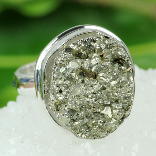 Pyrite Druzy D - DSP995- 925 STERLING SILVER NATURAL PYRITE DRUZY GEMSTONE BEAUTI